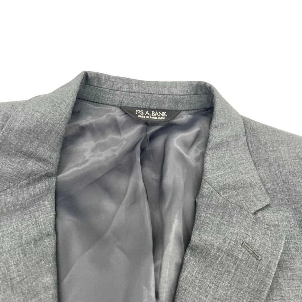 Jos. A. Bank 100% Wool‎ Men's Gray Two Button Blazer Jacket 46 L Business Career